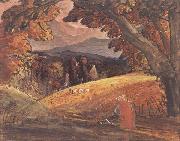 Samuel Palmer Harvesters by Firelight Sweden oil painting artist